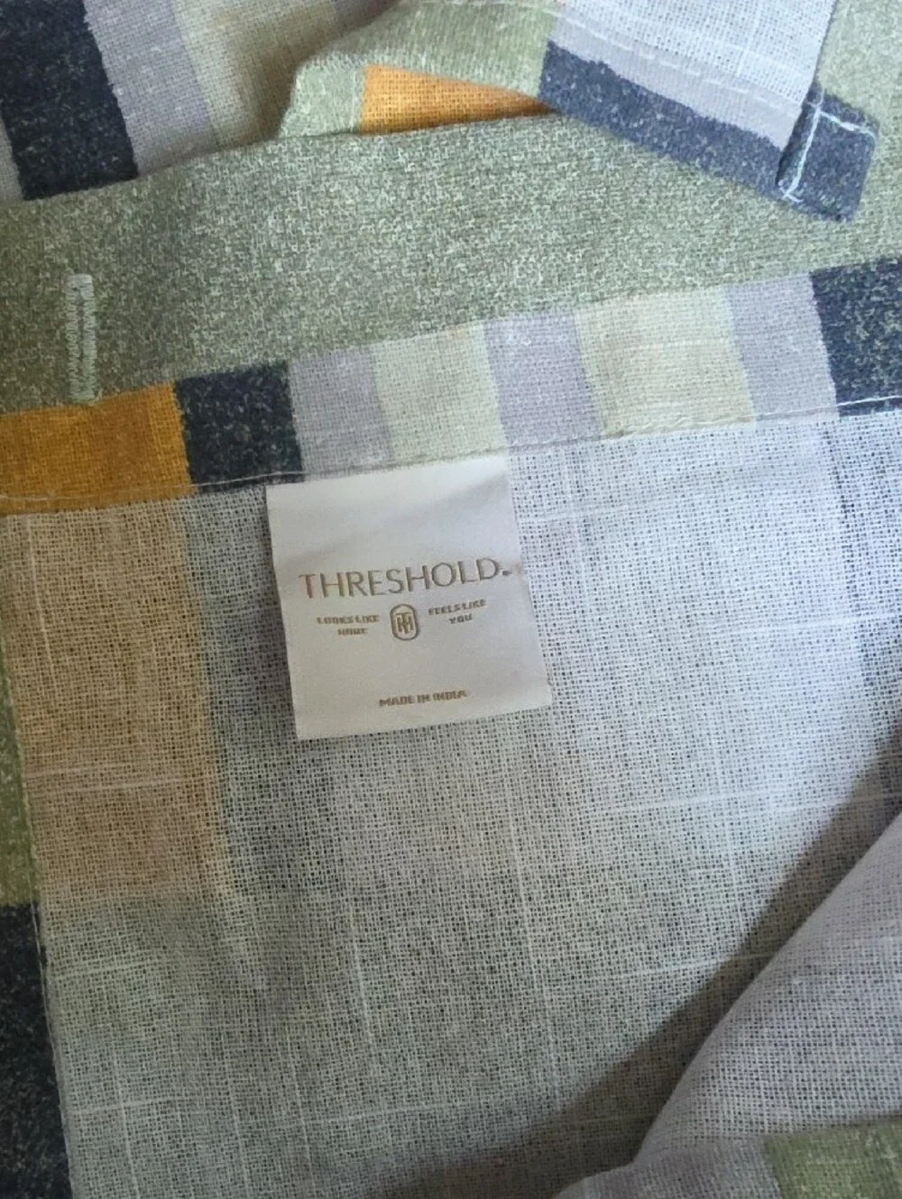 Broken Stripe Green Yellow Geometric Shower Curtain - Threshold